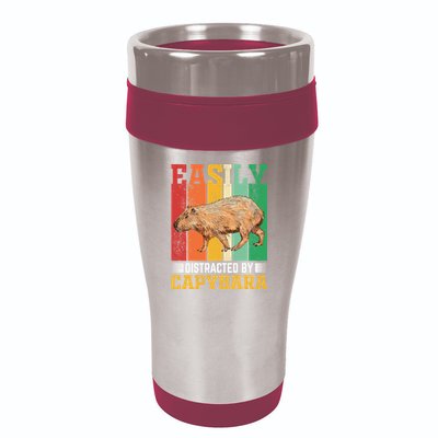 Easily Distracted By Capybara Animal Lover Rodent Gift 16oz Travel Tumbler