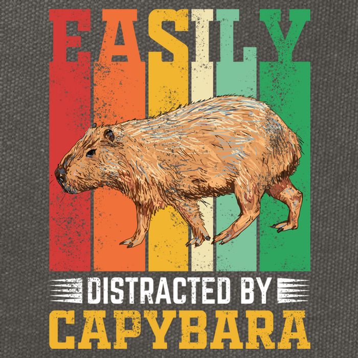 Easily Distracted By Capybara Animal Lover Rodent Gift Cotton Canvas Backpack