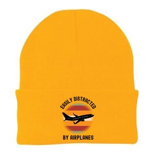 Easily Distracted By Airplanes Aviation Pilot Airplane Lover Cute Gift Knit Cap Winter Beanie