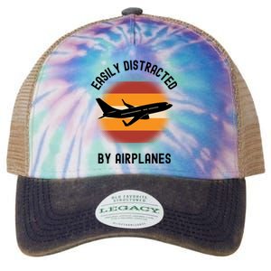 Easily Distracted By Airplanes Aviation Pilot Airplane Lover Cute Gift Legacy Tie Dye Trucker Hat