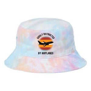 Easily Distracted By Airplanes Aviation Pilot Airplane Lover Cute Gift Tie Dye Newport Bucket Hat