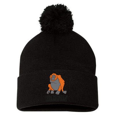 Easily Distracted By Orangutans Monkey Orangutan Pom Pom 12in Knit Beanie