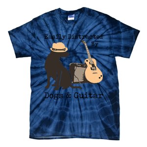 Easily Distracted By Guitar & Dogs Tie-Dye T-Shirt