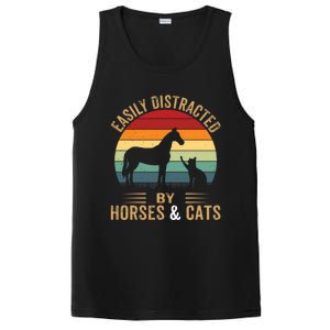 Easily Distracted By Horse And Cats Great Gift Horse Riding Gift PosiCharge Competitor Tank