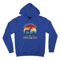 Easily Distracted By Horse And Cats Great Gift Horse Riding Gift Hoodie