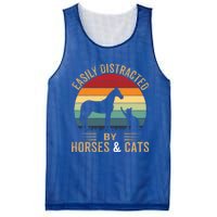 Easily Distracted By Horse And Cats Great Gift Horse Riding Gift Mesh Reversible Basketball Jersey Tank