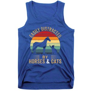 Easily Distracted By Horse And Cats Great Gift Horse Riding Gift Tank Top