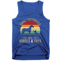 Easily Distracted By Horse And Cats Great Gift Horse Riding Gift Tank Top