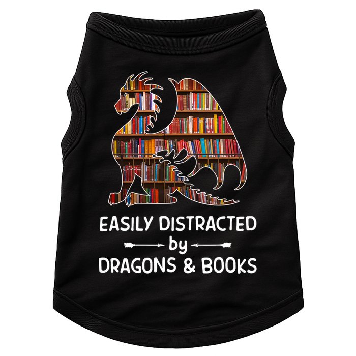 Easily Distracted By Dragon And Books Nerds Meaningful Gift Doggie Tank