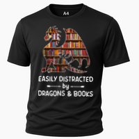 Easily Distracted By Dragon And Books Nerds Meaningful Gift Cooling Performance Crew T-Shirt