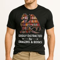 Easily Distracted By Dragon And Books Nerds Meaningful Gift Cooling Performance Crew T-Shirt