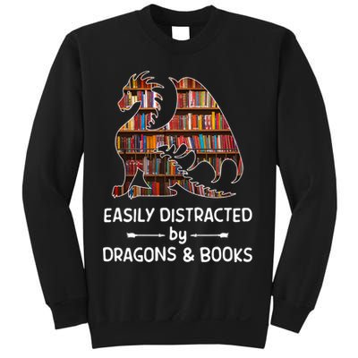 Easily Distracted By Dragon And Books Nerds Meaningful Gift Sweatshirt