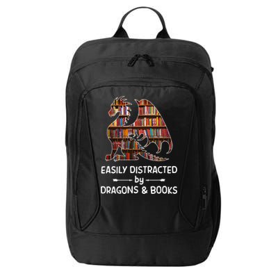 Easily Distracted By Dragon And Books Nerds Meaningful Gift City Backpack