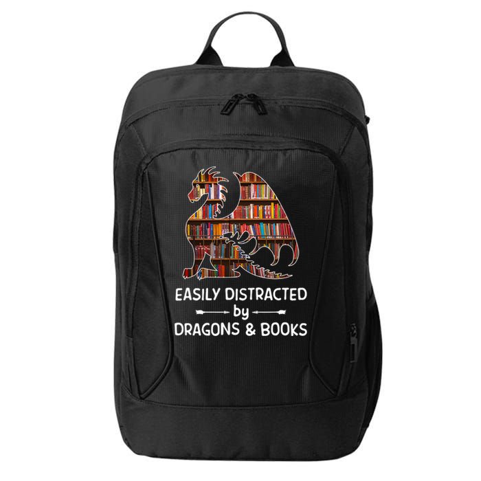 Easily Distracted By Dragon And Books Nerds Meaningful Gift City Backpack