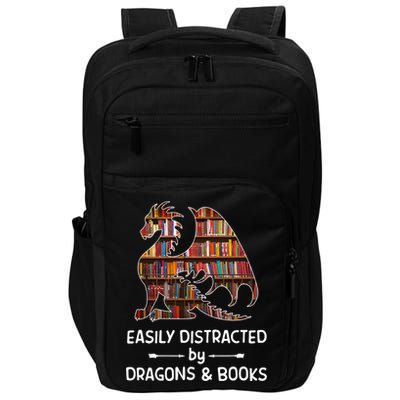 Easily Distracted By Dragon And Books Nerds Meaningful Gift Impact Tech Backpack