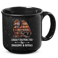 Easily Distracted By Dragon And Books Nerds Meaningful Gift 15oz Campfire Ceramic Mug