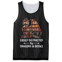 Easily Distracted By Dragon And Books Nerds Meaningful Gift Mesh Reversible Basketball Jersey Tank
