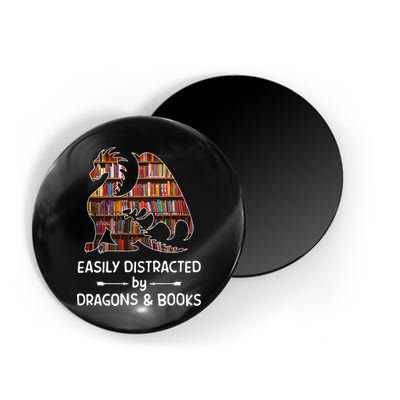 Easily Distracted By Dragon And Books Nerds Meaningful Gift Magnet