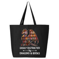 Easily Distracted By Dragon And Books Nerds Meaningful Gift 25L Jumbo Tote