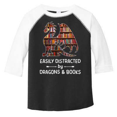 Easily Distracted By Dragon And Books Nerds Meaningful Gift Toddler Fine Jersey T-Shirt