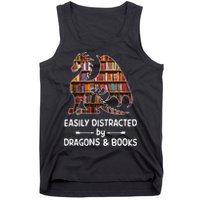 Easily Distracted By Dragon And Books Nerds Meaningful Gift Tank Top