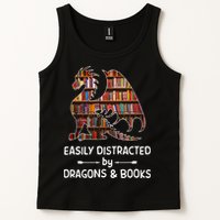 Easily Distracted By Dragon And Books Nerds Meaningful Gift Tank Top