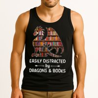 Easily Distracted By Dragon And Books Nerds Meaningful Gift Tank Top