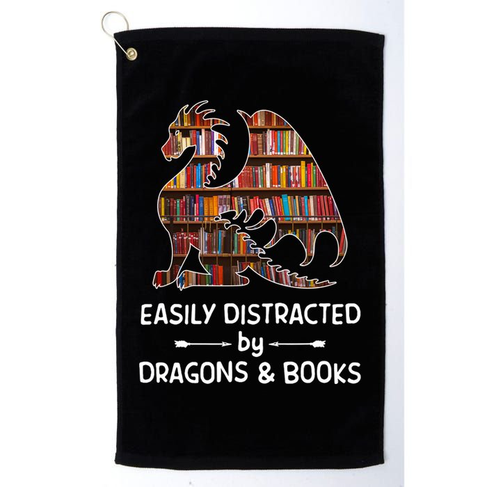 Easily Distracted By Dragon And Books Nerds Meaningful Gift Golf Towel