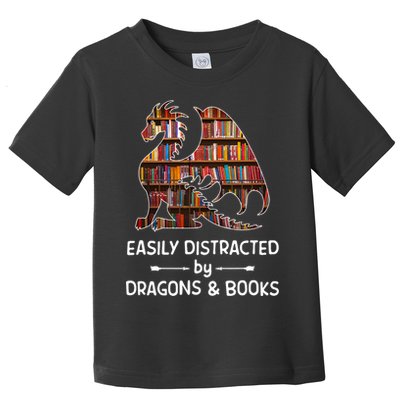 Easily Distracted By Dragon And Books Nerds Meaningful Gift Toddler T-Shirt