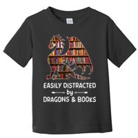 Easily Distracted By Dragon And Books Nerds Meaningful Gift Toddler T-Shirt