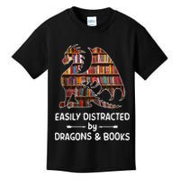 Easily Distracted By Dragon And Books Nerds Meaningful Gift Kids T-Shirt