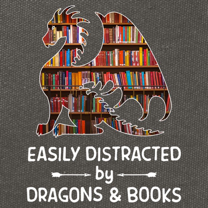 Easily Distracted By Dragon And Books Nerds Meaningful Gift Cotton Canvas Backpack
