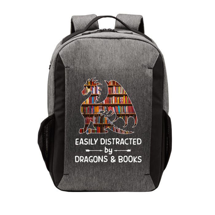 Easily Distracted By Dragon And Books Nerds Meaningful Gift Vector Backpack