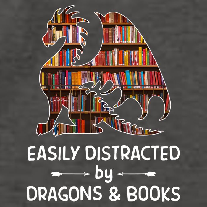 Easily Distracted By Dragon And Books Nerds Meaningful Gift Vector Backpack