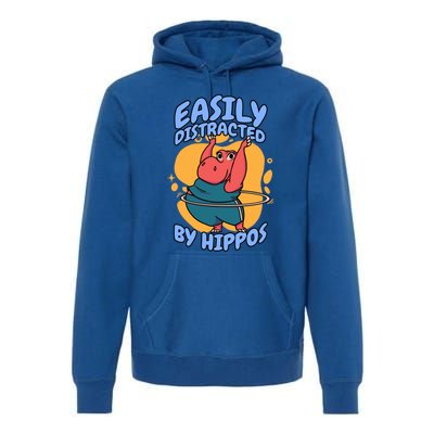 Easily Distracted By Hippos Hippopotamus Hippo Gift Premium Hoodie