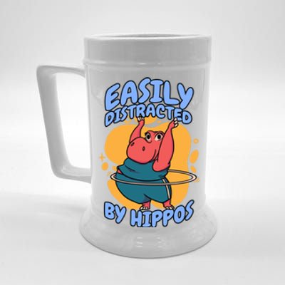 Easily Distracted By Hippos Hippopotamus Hippo Gift Beer Stein