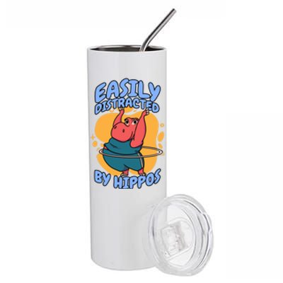 Easily Distracted By Hippos Hippopotamus Hippo Gift Stainless Steel Tumbler