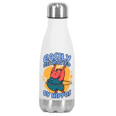 Easily Distracted By Hippos Hippopotamus Hippo Gift Stainless Steel Insulated Water Bottle