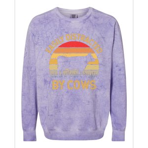 Easily Distracted By Cows Colorblast Crewneck Sweatshirt