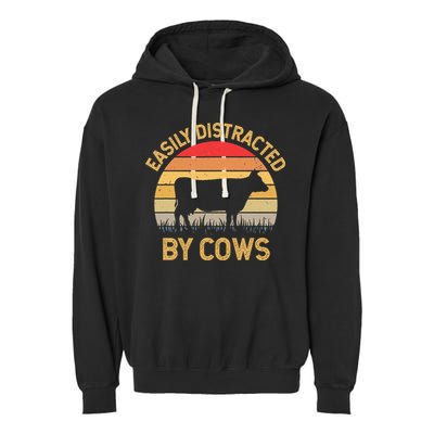 Easily Distracted By Cows Garment-Dyed Fleece Hoodie