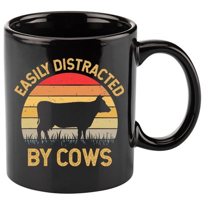 Easily Distracted By Cows 11oz C Handle Ceramic Mug