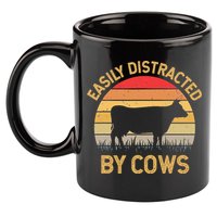 Easily Distracted By Cows 11oz C Handle Ceramic Mug