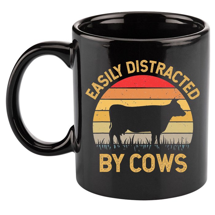 Easily Distracted By Cows 11oz C Handle Ceramic Mug
