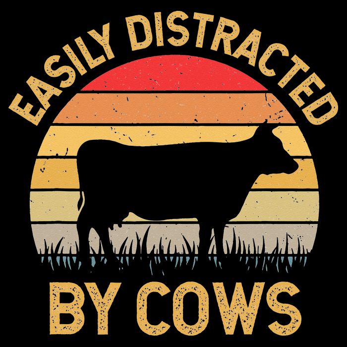 Easily Distracted By Cows Drawstring Bag