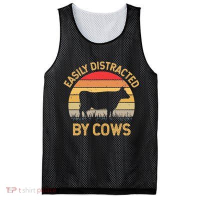 Easily Distracted By Cows Mesh Reversible Basketball Jersey Tank