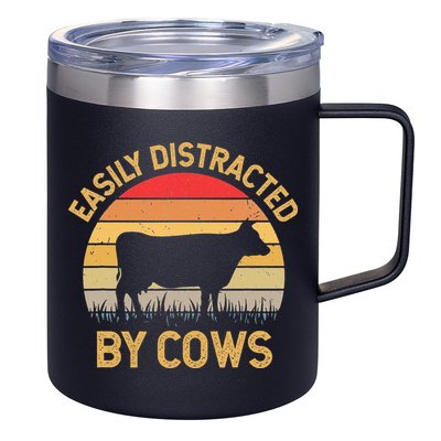 Easily Distracted By Cows 12oz Stainless Steel Coffee Mug
