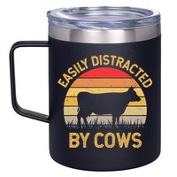 Easily Distracted By Cows 12oz Stainless Steel Coffee Mug