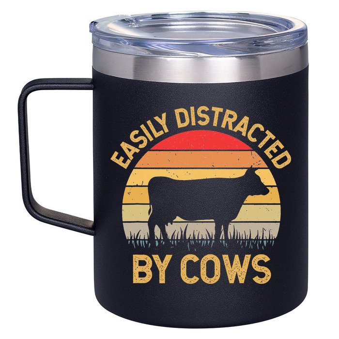 Easily Distracted By Cows 12oz Stainless Steel Coffee Mug