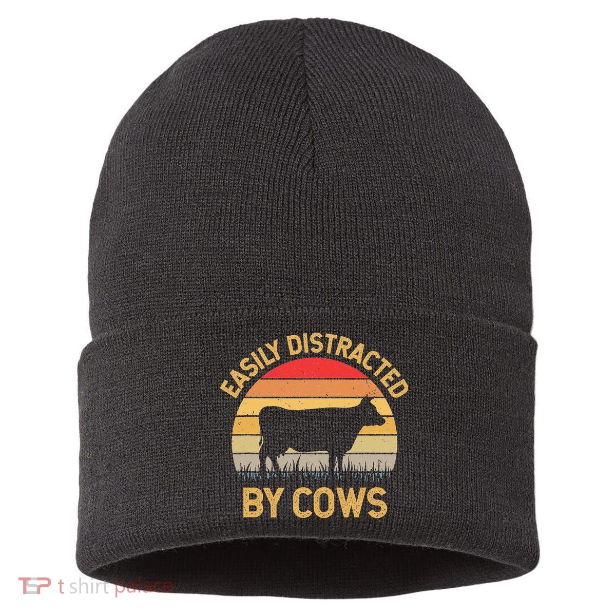 Easily Distracted By Cows Sustainable Knit Beanie