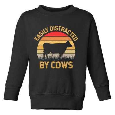 Easily Distracted By Cows Toddler Sweatshirt